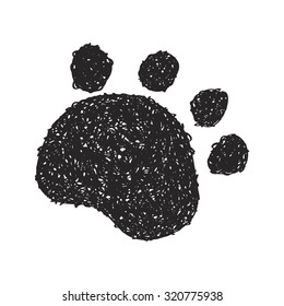 Simple hand drawn doodle of a paw print