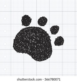Simple hand drawn doodle of a paw print