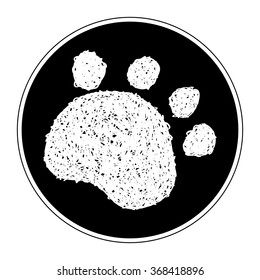 Simple hand drawn doodle of a paw print