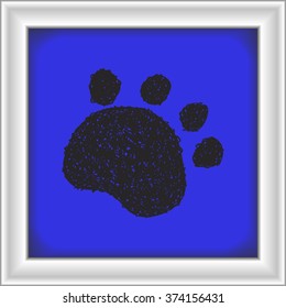 Simple hand drawn doodle of a paw print