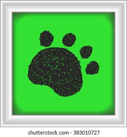 Simple hand drawn doodle of a paw print