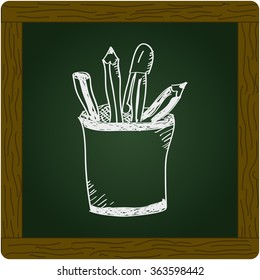 Simple hand drawn doodle of a pencil pot