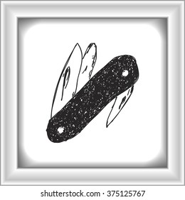 Simple hand drawn doodle of a penknife