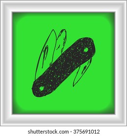 Simple hand drawn doodle of a penknife