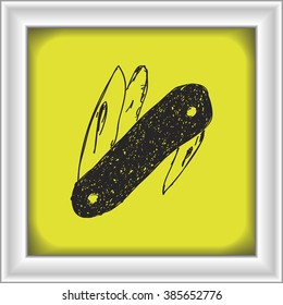 Simple hand drawn doodle of a penknife
