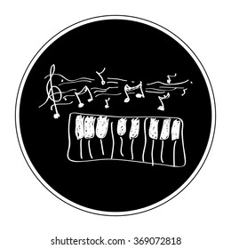 Simple hand drawn doodle of a piano