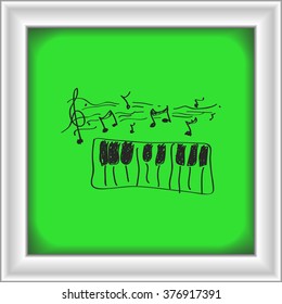 Simple hand drawn doodle of a piano