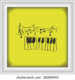 Simple hand drawn doodle of a piano