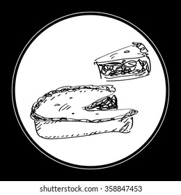 Simple hand drawn doodle of a pie