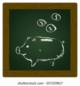 Simple hand drawn doodle of a piggy bank