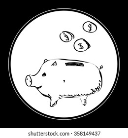 Simple hand drawn doodle of a piggy bank