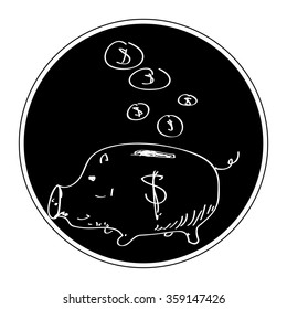Simple hand drawn doodle of a piggy bank