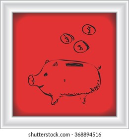 Simple hand drawn doodle of a piggy bank