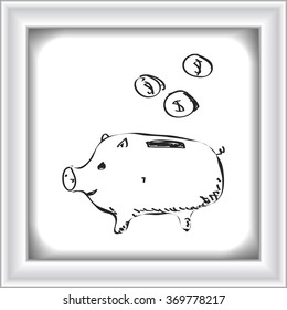Simple hand drawn doodle of a piggy bank