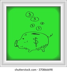 Simple hand drawn doodle of a piggy bank