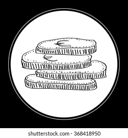 Simple hand drawn doodle of a pile of coins