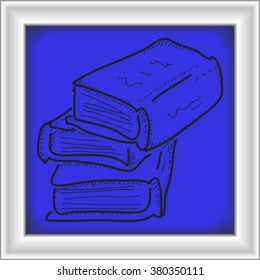 Simple hand drawn doodle of a pile of books