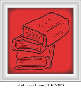 Simple hand drawn doodle of a pile of books