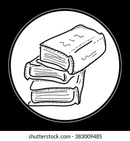 Simple hand drawn doodle of a pile of books