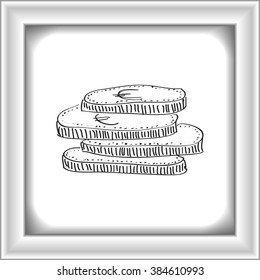Simple hand drawn doodle of a pile of coins