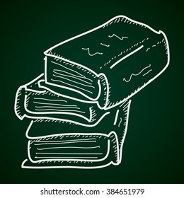 Simple hand drawn doodle of a pile of books