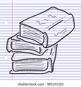 Simple hand drawn doodle of a pile of books