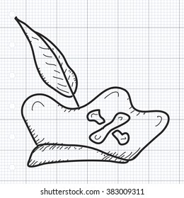 Simple hand drawn doodle of a pirate hat