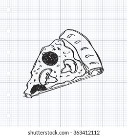 Simple hand drawn doodle of a pizza