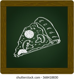 Simple hand drawn doodle of a pizza
