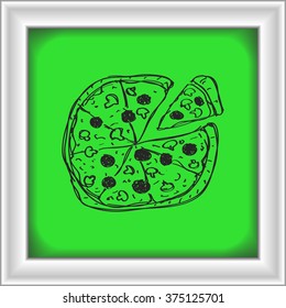 Simple hand drawn doodle of a pizza