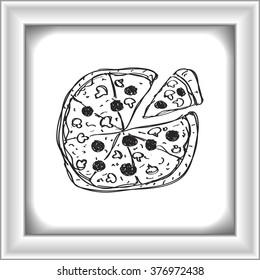 Simple hand drawn doodle of a pizza