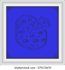Simple hand drawn doodle of a pizza