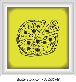 Simple hand drawn doodle of a pizza