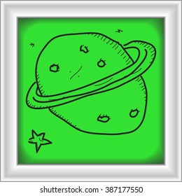 Simple hand drawn doodle of a planet