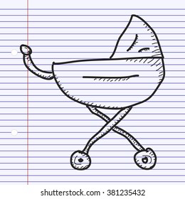 Simple hand drawn doodle of a pram