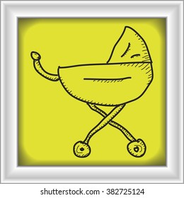 Simple hand drawn doodle of a pram