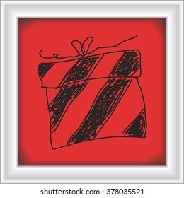 Simple hand drawn doodle of a present