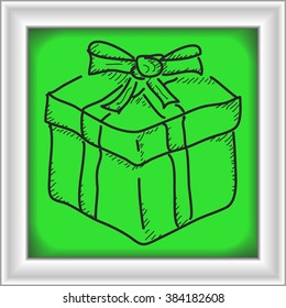 Simple hand drawn doodle of a present