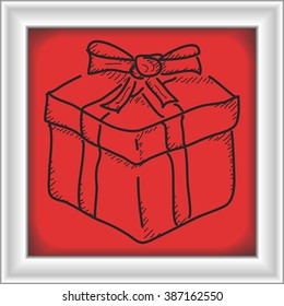Simple hand drawn doodle of a present