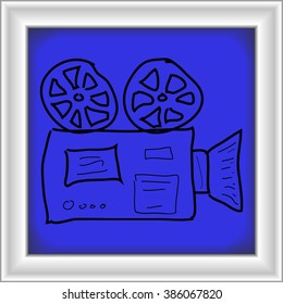 Simple hand drawn doodle of a projector