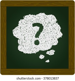 Simple hand drawn doodle of a question mark thought bubble