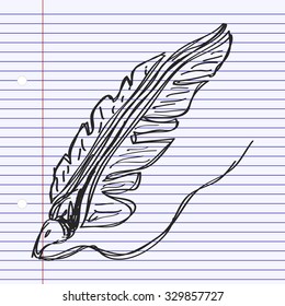 Simple hand drawn doodle of a quill