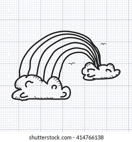 Simple hand drawn doodle of a rainbow