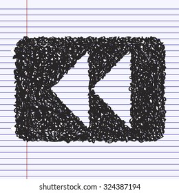 Simple hand drawn doodle of a rewind button