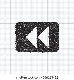 Simple hand drawn doodle of a rewind button
