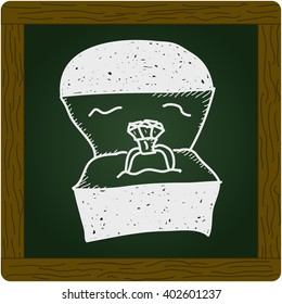 Simple hand drawn doodle of a ring in a box