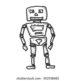 Simple hand drawn doodle of a robot