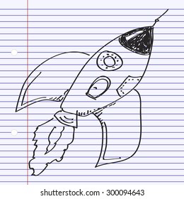 Simple hand drawn doodle of a rocket