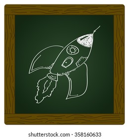 Simple hand drawn doodle of a rocket