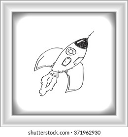 Simple hand drawn doodle of a rocket